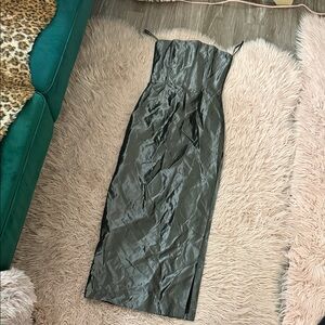 Jessica Mcclintock GUNNE SAX vintage strapless gunmetal silver maxi dress